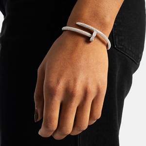 Minimalist 925 <b>Silver</b> Moissanite <b>Cuff</b> <b>Bracelet</b> Geometric Design Baguette Cut Channel Setting Everyday Wear Unisex Jewelry - Product Image 2
