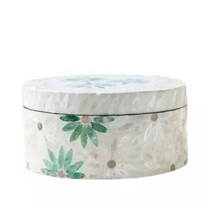 Caja Decorativa Redonda de Mosaico de Nácar Hecha a Mano, Colorida, para el Hogar, Venta al por Mayor, la Más Vendida - Product Image 1