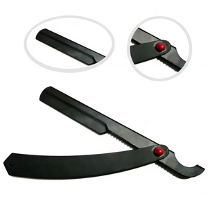 Navaja de afeitar de barbero con mango de plástico y acero inoxidable, diseño personalizado con logo, superventas, para afeitado facial y de bikini - Product Image 2