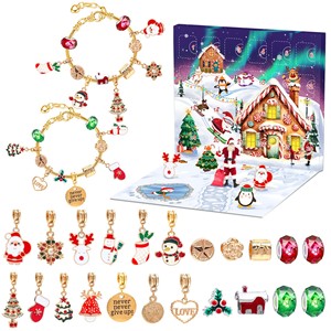 Kit de fabrication de bracelet porte-bonheur de Noël, ensemble de bijoux perlés DIY avec boîte cadeau, cadeaux de bracelet de Noël pour filles - Product Image 1