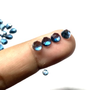 Topacio Azul de Londres con Corte Rosa, Facetado a Mano, Topacio Azul de Londres Redondo con Corte Rosa - Product Image 3