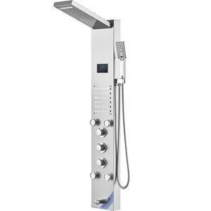 Pannello Doccia Idroelettrico con Schermo LED a 6 Modalità, 5 Getti Massaggianti, Effetto Pioggia e Cascata - Accessorio per Cabina Doccia - Product Image 1