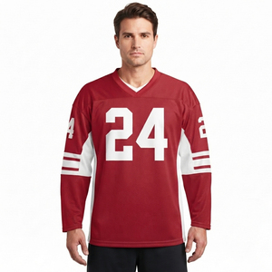 Maillot de hockey sur glace en mesh pour homme, manches longues, col en V, impression sublimée - Product Image 6