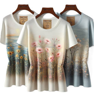 Camisetas de Moda para Mujer, Cuello Redondo, Estampado Digital Personalizado, Manga Corta, Ajuste Personalizado, Producto de Bangladesh - Product Image 2