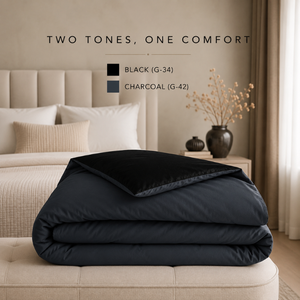 Hotel 300 GSM Charcoal Black Reversible Dual Tone Microfiber Comforter | Plush All Season <b>Bedding</b> <b>Quilt</b> for Guest Rooms and Uses - Product Image 3