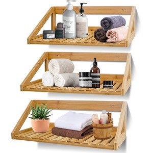 Estantes de pared de bambú y estantes flotantes OEM personalizados al por mayor |   Aqdus Saleem India - Product Image 2