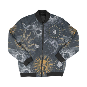 Chaqueta Bomber para Hombre con Estampado de Sol y Luna, Cierre de Cremallera, Estilo Casual, para Otoño, Corte Regular, Material de Poliéster - Product Image 1