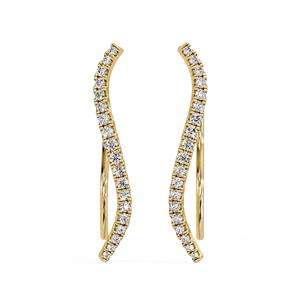 Custom Diamond Jewelry Curved Line Ear Climber <b>Earring</b> 14K Pure Gold Round Cut Lab Grown Diamond Pave Set <b>Fine</b> Jewelry for Women - Product Image 4