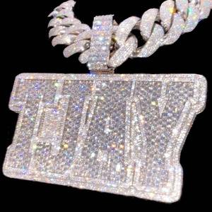 Colgante Personalizado con Letra 'TJAY', Moissanita Real VVS, Colgante Hip Hop Personalizado, Colgante Iced Out, Colgante Charm, Plata 925 - Product Image 4
