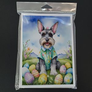 Whimsical A7 Size 5x7 Blank Note <b>Cards</b> <b>Pack</b> of 8 <b>Easter</b> Egg Hunt Schnauzer Greeting <b>Cards</b> with Envelopes - Product Image 3