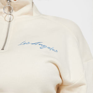 Conjunto de Chándal y Joggers de Algodón French Terry Bordado Personalizado para Mujer, Sudadera Corta con Media Cremallera - Product Image 4