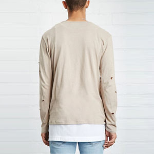 T-shirt en tricot pour homme coupe classique, effet vieilli, finition délavée, style streetwear, coton respirant, fournisseur OEM, 100% haute qualité - Product Image 2