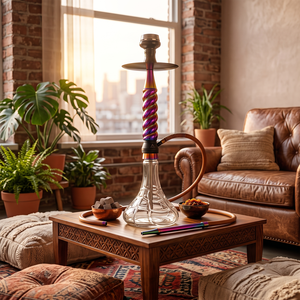 Premium Hookah Shisha Multicolor Spiral Stem Clear <b>Glass</b> Base Luxury Nargile Home Lounge Decor Elegant by Falah International - Product Image 4