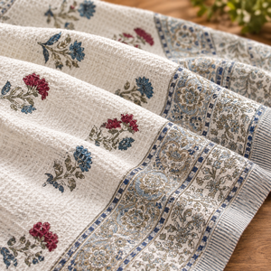 Ensemble de serviettes de bain en coton gaufré de qualité supérieure, serviettes de bain douces et absorbantes à imprimé floral, serviettes de bain décoratives à séchage rapide - Product Image 5