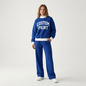 Conjunto de 2 Piezas para Mujer, Sudadera con Estampado de Letras en Felpa Verde Salvia y Pantalones Anchos de Corte Holgado - Product Image 6