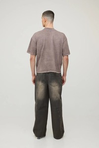 mens oversized boxy fit t shirt drop shoulder loose fit heavy cotton streetwear blank tshirt custom <b>logo</b> factory - Product Image 3