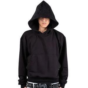 Sweat à capuche oversize noir personnalisé en molleton épais unisexe, style streetwear décontracté - Product Image 1