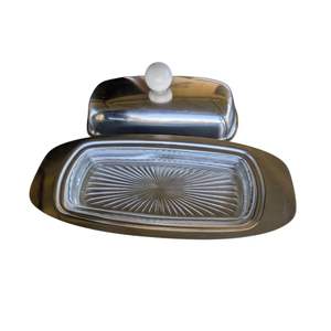 Plateau à beurre en métal doré de style européen avec couvercle créatif en forme de cygne, boîte à beurre vintage pour la cuisine, boîte à beurre plaquée or - Product Image 5