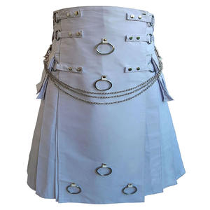 Kilt en cuir blanc pour hommes avec chaîne, mode écossaise des Highlands, vêtements gothiques - Product Image 2