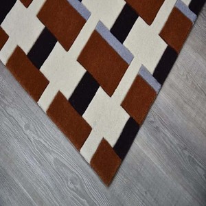 Tapis géométrique à carreaux en laine tuftée à la main, doux et moelleux, pour salon, chambre à coucher, décoration minimaliste, style luxueux - Product Image 6