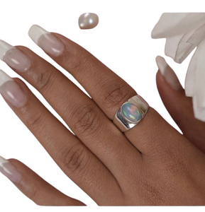 Anillo de ópalo de moda anillo de piedras preciosas de forma ovalada anillo elegante de Plata de Ley 925 regalo de joyería hecho a mano para Navidad - Product Image 1