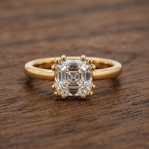Bague de fiançailles et de mariage en or blanc 14K, prête à être expédiée, avec diamant de laboratoire solitaire taille Asscher étagée de 7 mm, couleur E, pureté VVS2, 2 carats - Product Image 1