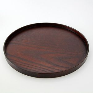 Bandeja Redonda de Madera Pulida para Servir, Diseño Clásico, Duradera, para Bodas - Product Image 4
