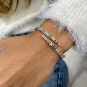 High End Baguette VVS Moissanite Diamond <b>Solid</b> <b>Silver</b> Plated <b>Bracelet</b> Fine Fashion Luxury <b>Bracelet</b> For Women At Low Price - Product Image 4