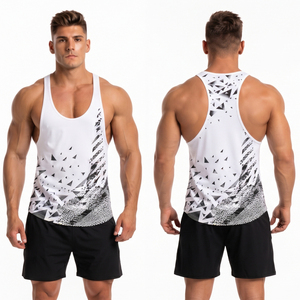 Débardeur de musculation personnalisé imprimé pour hommes, débardeur de fitness léger à dos en Y, débardeur d'entraînement pour hommes, débardeur stringer à col rond - Product Image 1