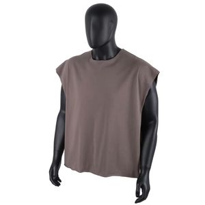 Casual Cotton Custom Crop Vintage Wash O-Neck Boxy Breathable Quick Dry Tank Top with Customized Color & <b>Logo</b> for Men - Product Image 1