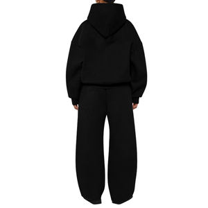 Conjunto de Sudadera con Capucha y Pantalones de Chándal de Algodón con Lavado Ácido, Estampado por Transferencia Térmica y Pedrería, Tallas Grandes, Estilo Urbano, de Alta Calidad, Personalizado, para Invierno, con Cremallera - Product Image 4