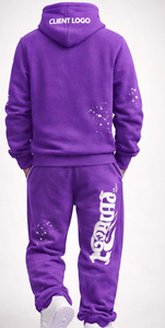 Ensemble de survêtement homme en molleton 100 % coton épais et respirant pour l'hiver, style streetwear, avec logo personnalisé, vente en gros, comprenant un sweat à capuche et un pantalon de survêtement - Product Image 3