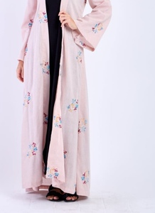 Best2026 New Style Modest Abaya Robe Islamic Clothing Front Open Muslim Women Long Dress Polyester Floral V Neck Long Sleeve - Product Image 6