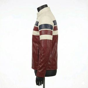Stylish <b>Genuine</b> <b>Leather</b> <b>Jacket</b> Stand Collar Zipper Closure-Durable Trendy Skinny Fit Winter Sports Fashion - Product Image 2