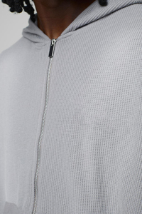Men's Gray Hooded Sweatshirt <b>Set</b> with Front Logo Print Casual Jogger Pants 100% Cotton Fleece Breathable Winter Streetwear - Product Image 3