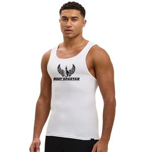Débardeur côtelé blanc pour homme, sans manches, coupe athlétique, pour la gym, le fitness et le sport - Product Image 1