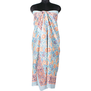 Pareo de Playa Grande de Algodón con Estampado Floral Multicolor Hecho a Mano, Tipo Sarong, para Verano - Product Image 1