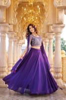 LAHENGA CHOLI DUPATTA PURE RANGOLI SILK 9 MTS. FLAIR HEAVY MOTI BIDS SEQUNCE EMBROIDERY WORK Robe de soirée vintage longue pour mariage