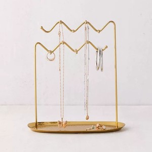 Freestanding Jewelry Storage Rack Metal Organizer Stand for Earrings Rings with Base <b>Tray</b> for <b>Vanity</b> Table and Home Organization - Product Image 5