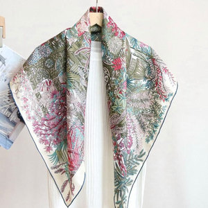 Silk Scarf Elegant Printed Pattern For Hair Neck Shoulder And Outdoor Style Silk Scarf - Product Image 1
