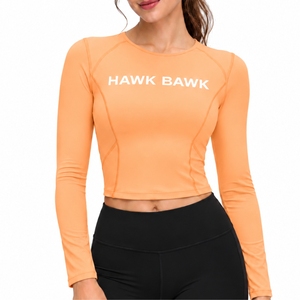 Camiseta de Yoga de Manga Larga Color Durazno para Mujer, Corte Ajustado, Transpirable, Cómoda, Flexible, Diseño Personalizado - Product Image 1