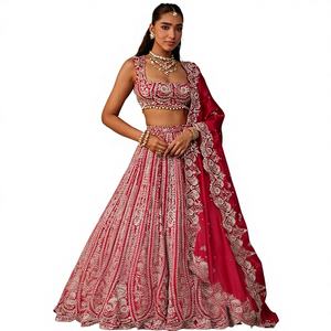 Lehenga de Seda Premium con Adornos de Boutique India, Lehenga de Diseño Bollywood para Fiestas y Bodas, Prenda Festiva para Mujer, la Más Vendida y de Moda - Product Image 1