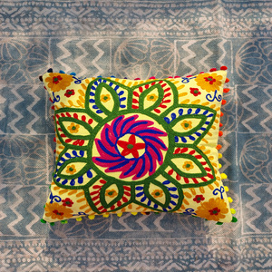 Geometric Luxury Style Decorative Indian Embroidered Bohemian Suzani Jaipuri Eco-Friendly Handmade 100% Cotton Cushion Cover - Product Image 6