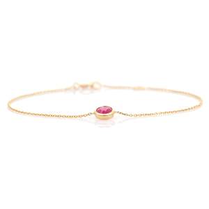 14K Solid Gold Solitaire Ruby Chain <b>Bracelet</b> <b>for</b> <b>Girlfriend</b> - Product Image 6