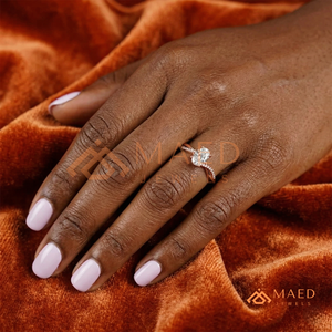 14K/18K <b>Rose</b> Gold Oval Cut Engagement Ring with <b>Infinity</b> Twist Band & Pavé Diamonds | Romantic Bridal Ring for Women - Product Image 4