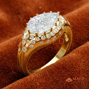 Luxury 14K Gold Marquise Shape Diamond <b>Statement</b> <b>Ring</b> with Round Cut Side Stones for Women - Product Image 4