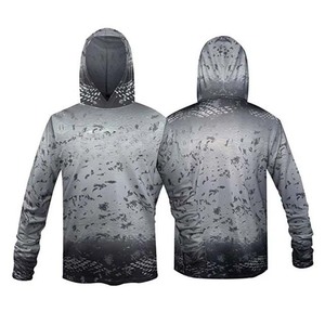 Custom Brand Unisex <b>Long</b> <b>Sleeve</b> Hoodie UPF 50 Quick Dry Polyester Fishing Wear Solid Color Heat Transfer Printing - Product Image 3