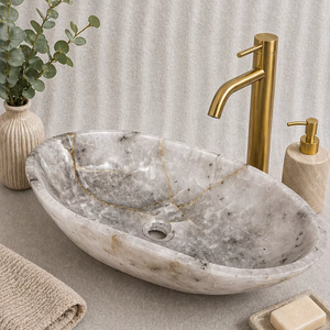 Lavabo en pierre gemme, Évier en pierre semi-précieuse, Lavabo en pierre naturelle, Lavabo de luxe en pierre, Lavabo de salle de bain en pierre gemme, Lavabo en agate - Product Image 1