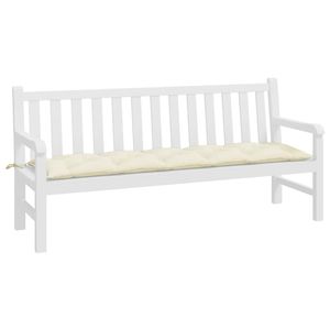 Cuscino per Panchina da Esterno in Tessuto Oxford Bianco Crema, 100% Poliestere, Cuscini da Giardino - Product Image 3