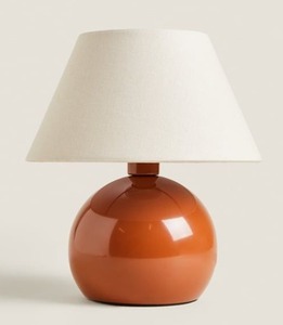 Glossy Terracotta Spherical accent lamp balances playful mid-century curves with cozy modern minimalism instantly brightens - Product Image 1